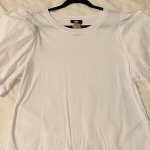 DKNYC White Short Sleeve Puff Top XL